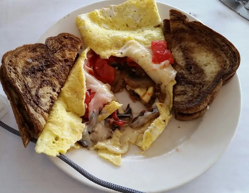 Tomato Mushroom Onions with Swiss Cheese Omelette